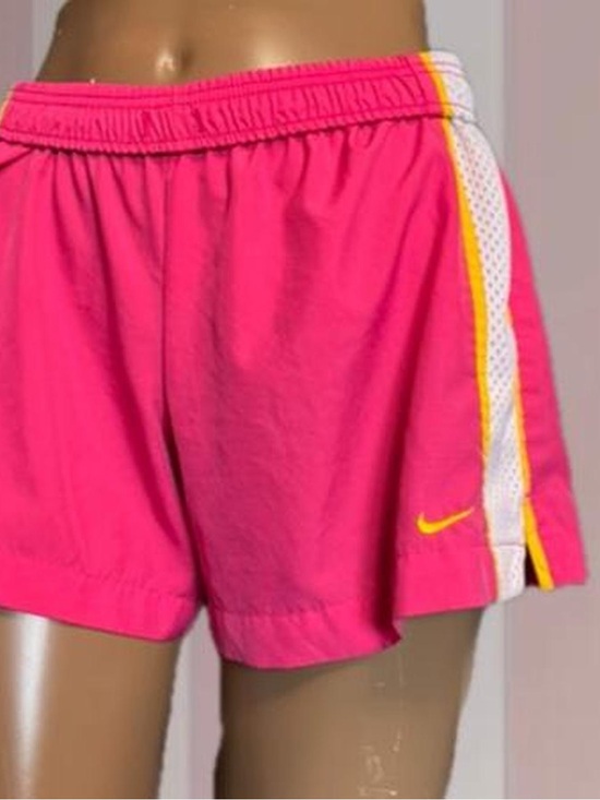 Nike Pants - Nike Y2K pink activewear shorts with white and yellow side stripe